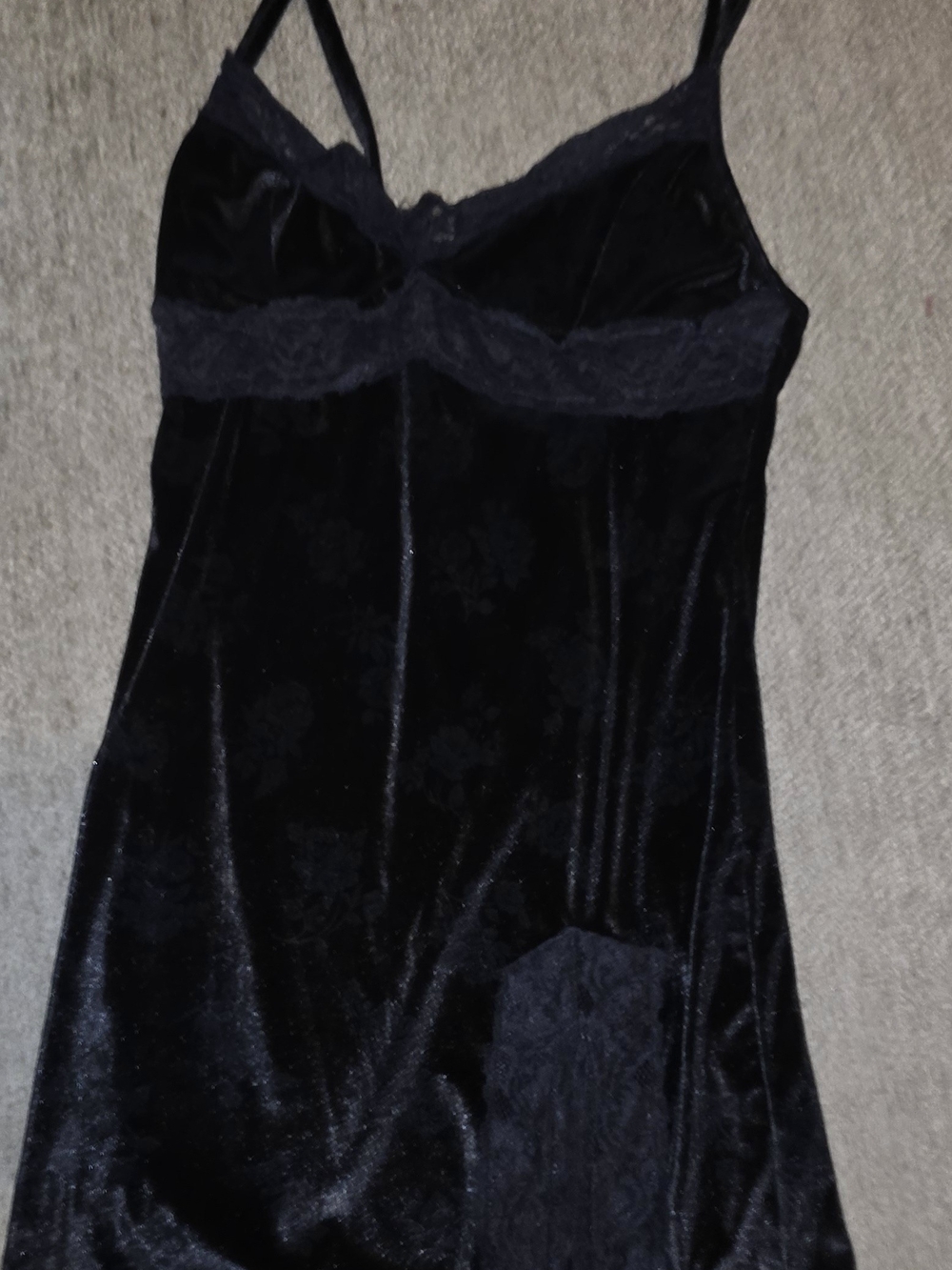 Black Velvet Lace Slip Dress - Women Intimates & Sleepwear Large